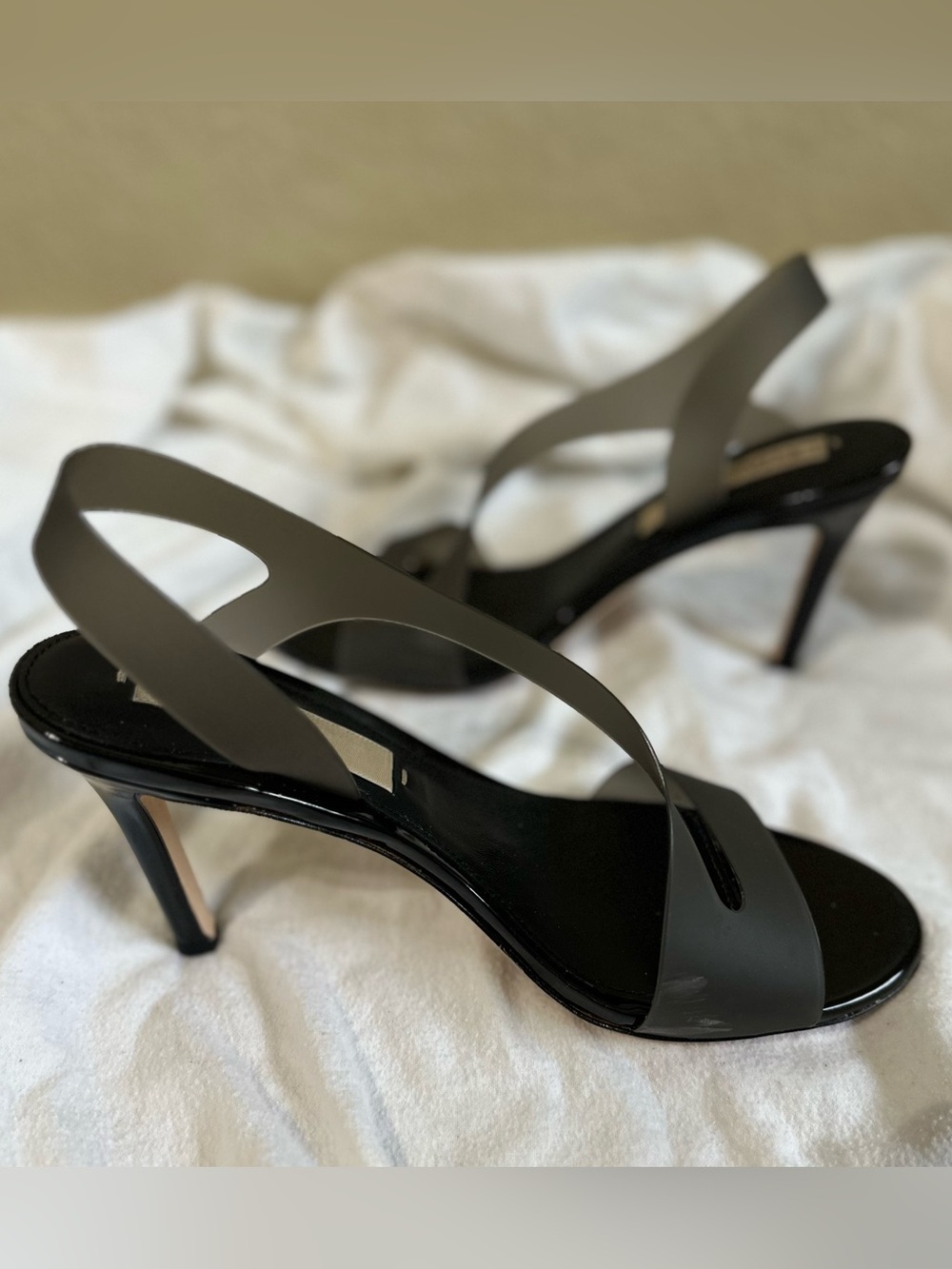 Women's Deltan Black Slingback Heeled Sandals